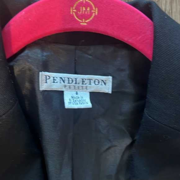 Pendleton 100% Virgin Wool Petite Size Small Black One Button Blazer - Picture 4 of 11